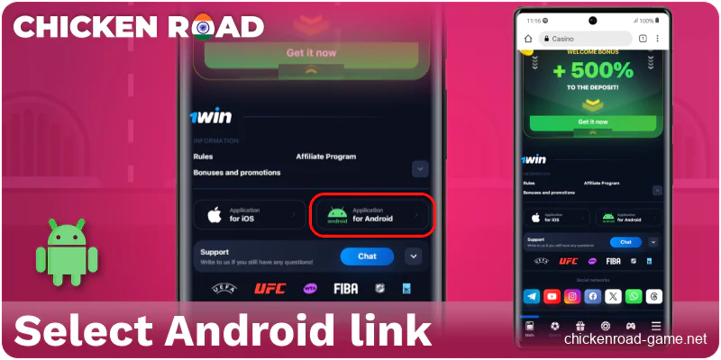 Find the link to the APK for Chicken Road India