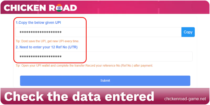 Verify your details in Chicken Road India