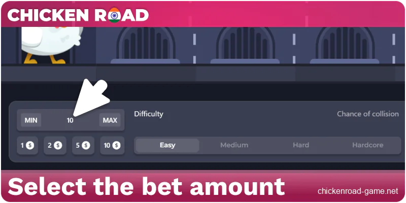 Select bet amount in Chicken Road India