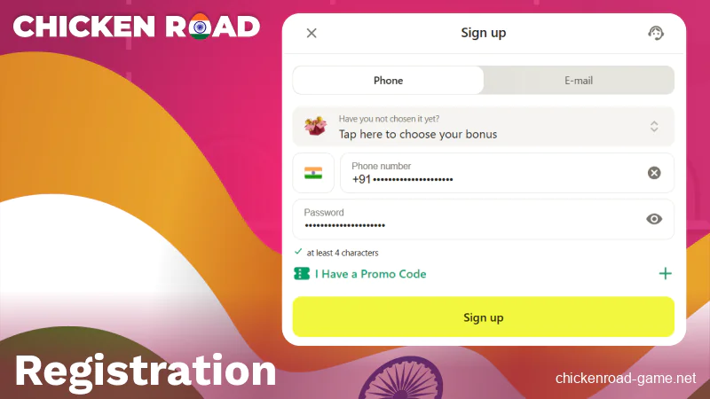 Create an account in Chicken Road IN