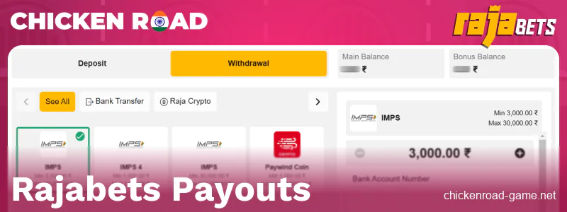 Cashout in Rajabets Chicken Road India